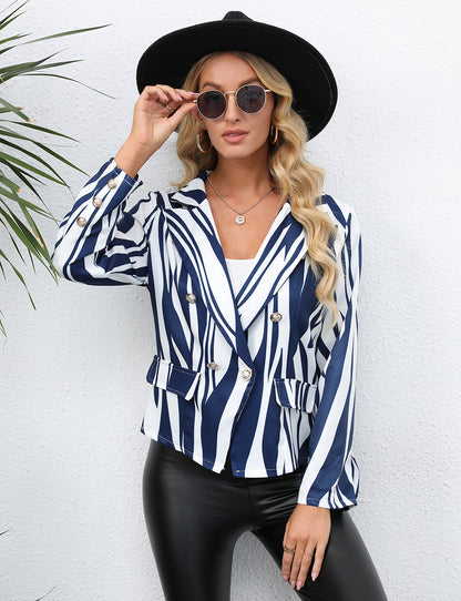 Blazer Imprimé Graphique Élégant pour Femme