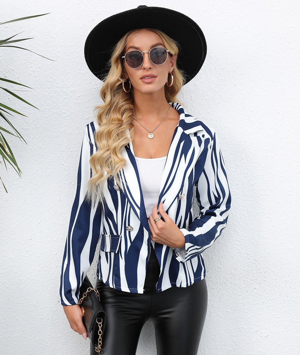 Blazer Imprimé Graphique Élégant pour Femme