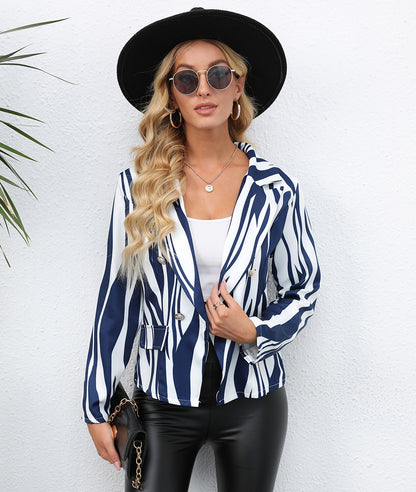 Blazer Imprimé Graphique Élégant pour Femme