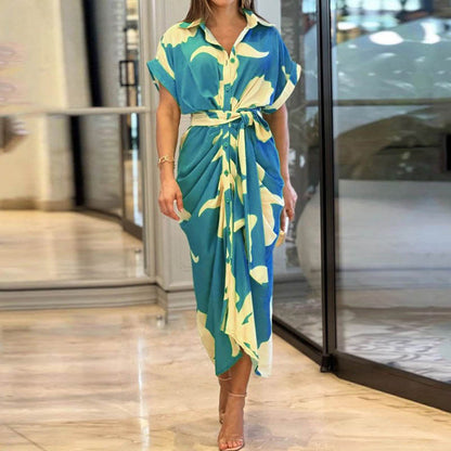 Robe chemise longue élégante à ceinture – Mode femme chic et tendance