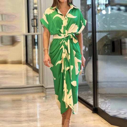 Robe chemise longue élégante à ceinture – Mode femme chic et tendance